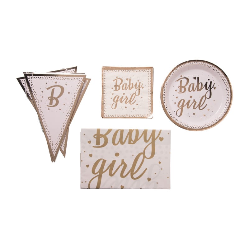Bord baby girl - roze/koperkleurig - set van 8