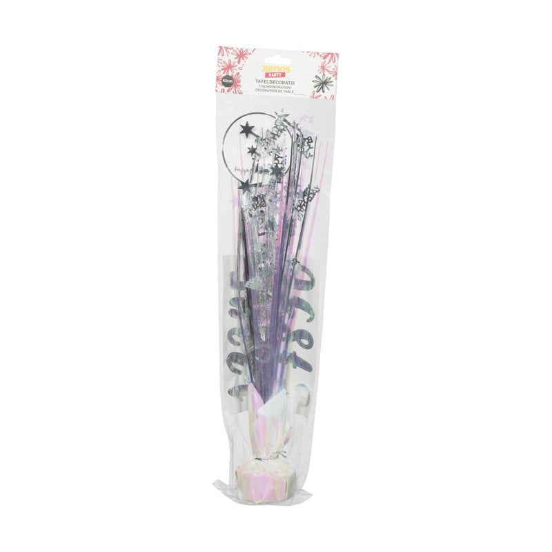 Tafeldecoratie happy birthday - zilver - 42 cm