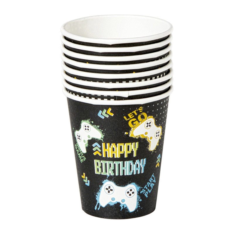 Papieren bekers - level up - set van 6