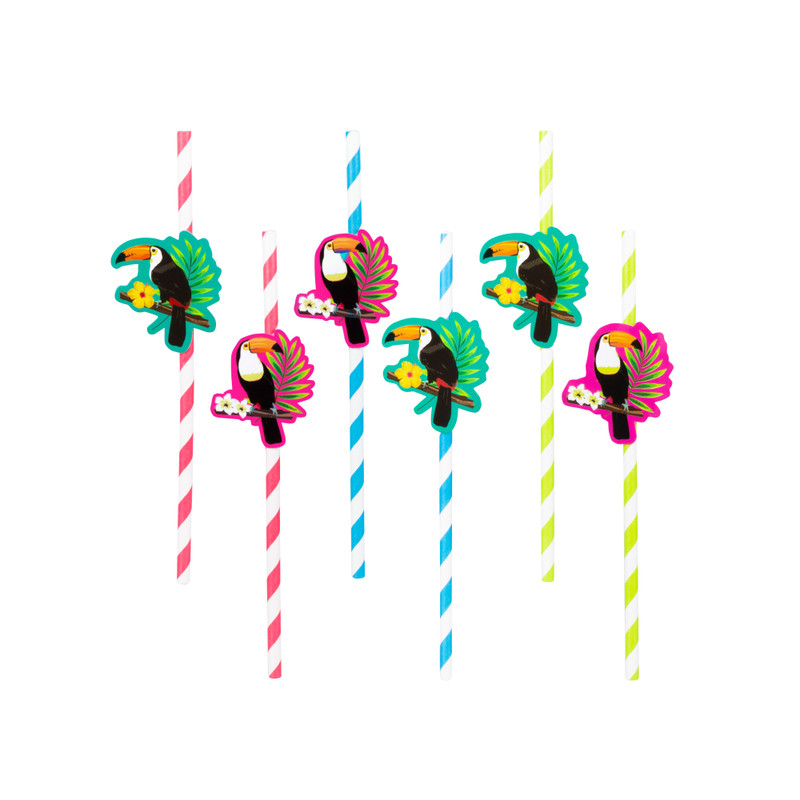 Papieren rietjes toekan - set van 6