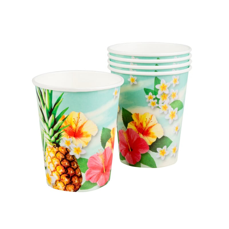 Papieren bekers tropical - set van 10