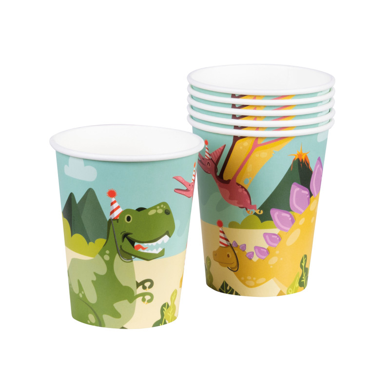 Papieren bekers dino - set van 10
