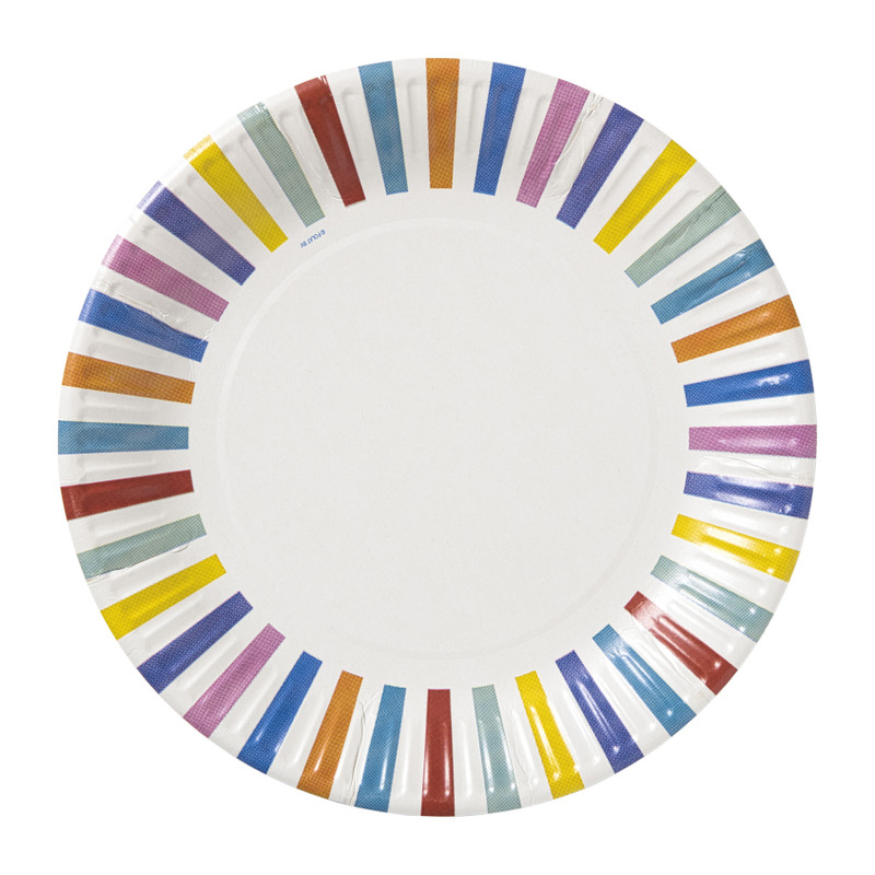 Papieren borden gestreept - ø23 cm - set van 8