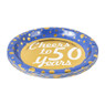 Bordjes Cheers to 50 years - blauw/goud - 8 stuks