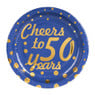 Bordjes Cheers to 50 Years - blauw/goud - set van 8
