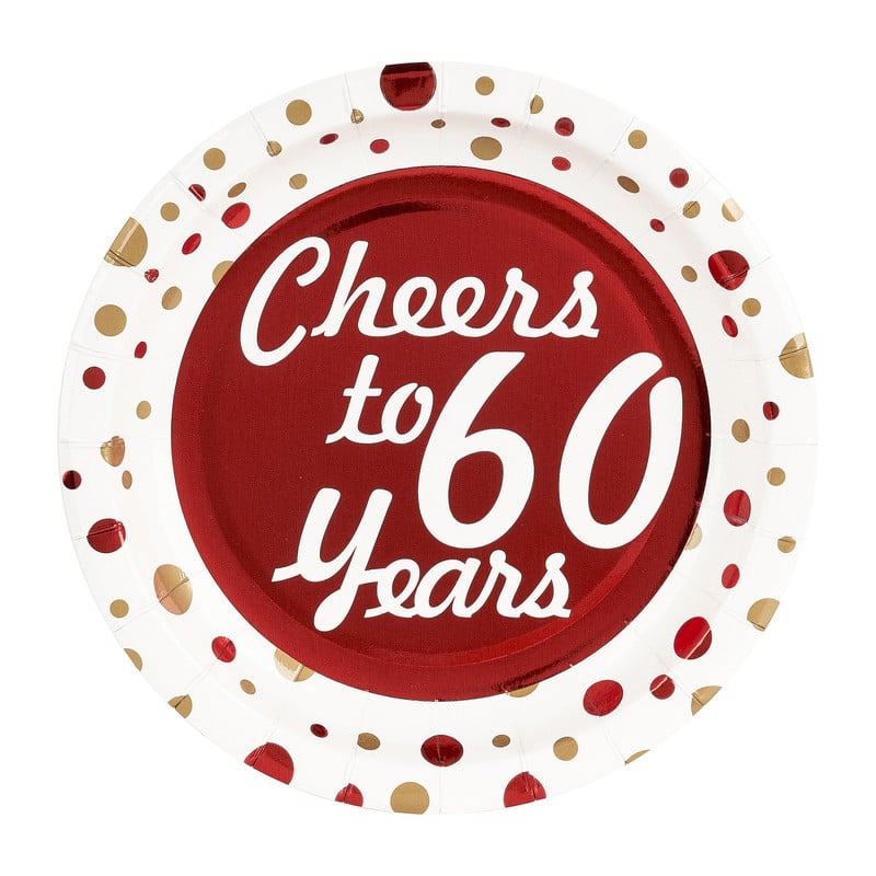 Bordjes Cheers to 60 Years - set van 8