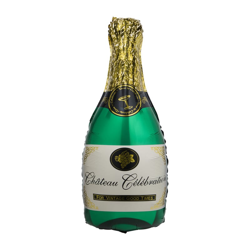 Folieballon XL champagnefles - groen/goud - 93 cm