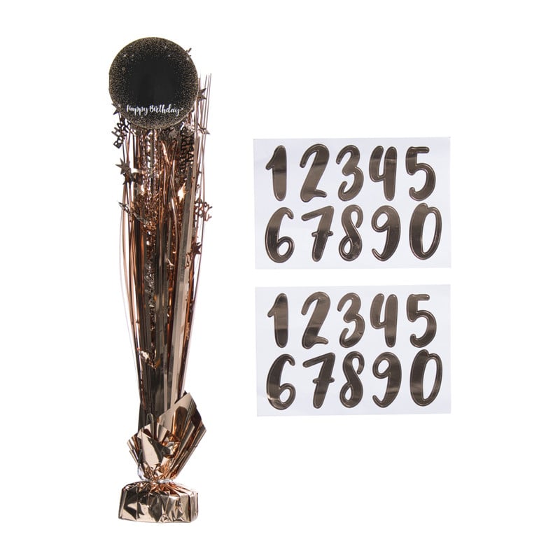 Tafeldecoratie happy birthday - rosé goud - 42 cm