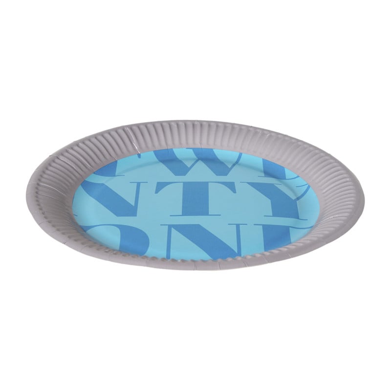 Papieren bordjes 21 jaar - blauw - set van 8