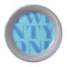 Papieren bordjes 21 jaar - blauw - set van 8