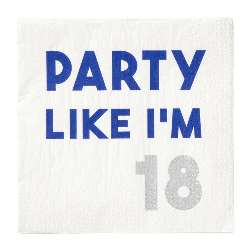 Servetten 18 jaar - blauw - set van 20