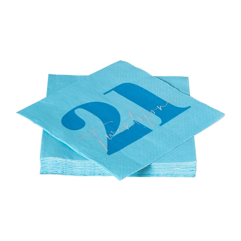 Servetten 21 jaar - blauw - set van 20