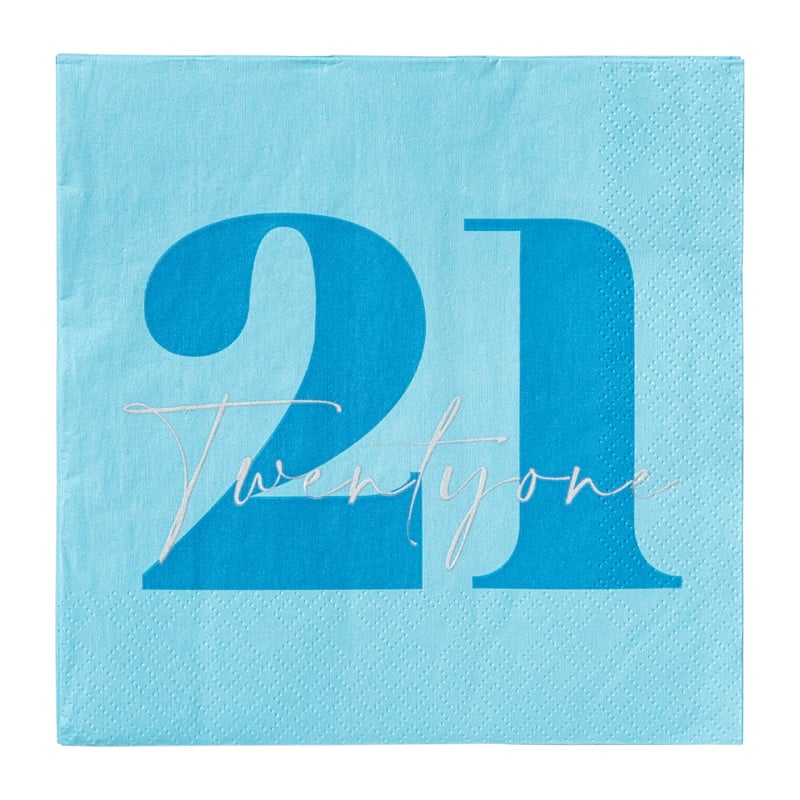 Servetten 21 jaar - blauw - set van 20