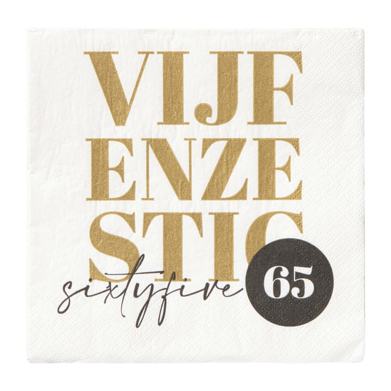 Servetten 65 jaar - goudkleurig - set van 20