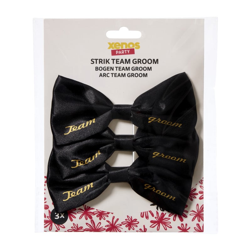 Team groom strik - zwart/goudkleurig - set van 3