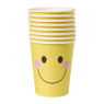 Papieren bekers smiley - geel - set van 8 