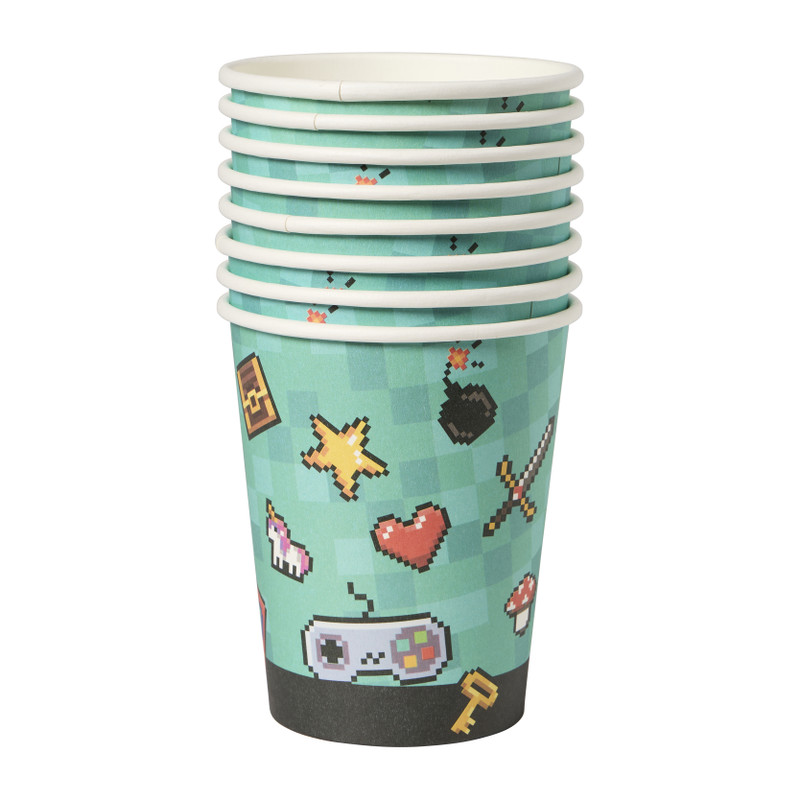 Papieren bekers game - multikleur - set van 8