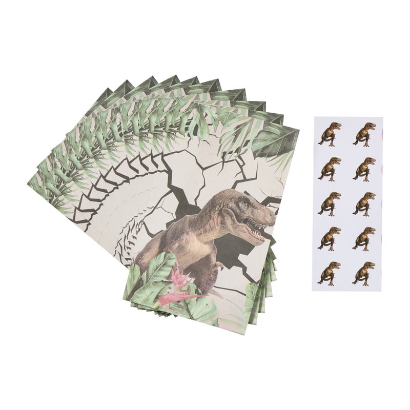 Traktatie zakjes dino - multikleur - set van 10