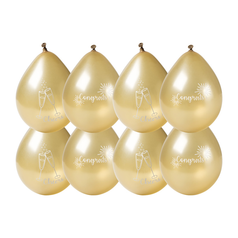 Ballonnen cheers - goud - set van 8