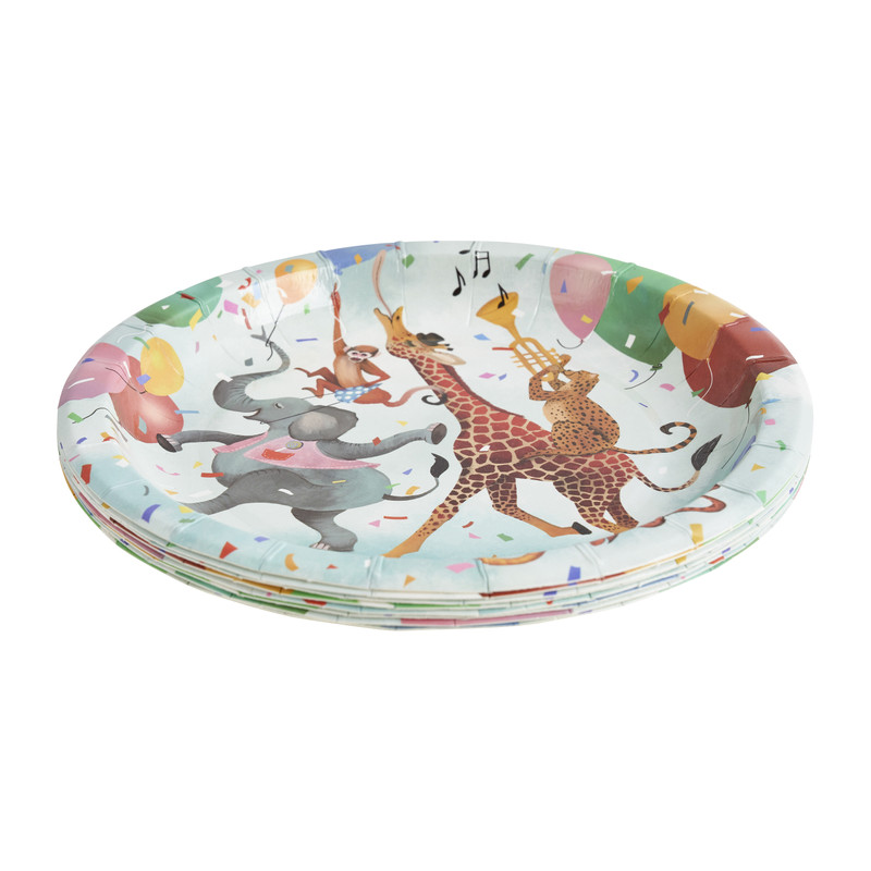Bordjes feestbeest - ⌀18 cm - set van 8 