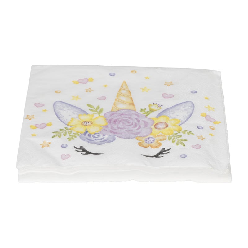 Servetten Unicorn - 16.5x16.5x1.5 cm - set van 21
