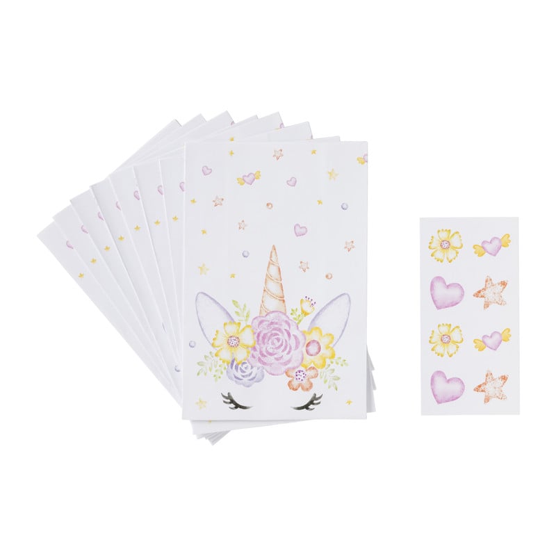 Unicorn uitdeelzakjes - multikleur - set van 8