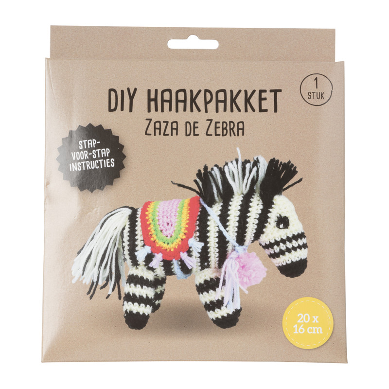 DIY haakpakket zebra - 20x16 cm