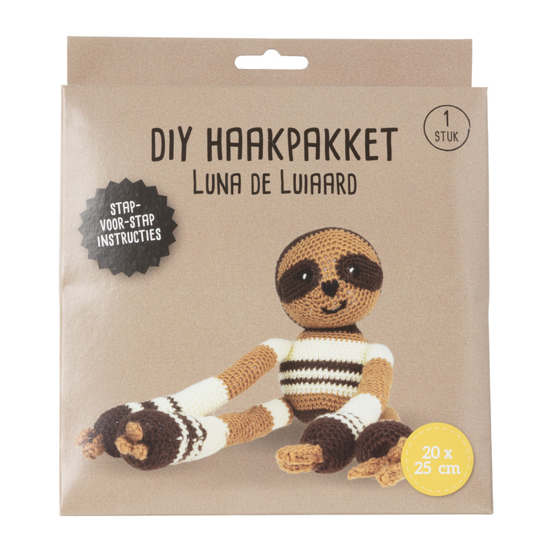 DIY haakpakket - luiaard - 20x25 cm