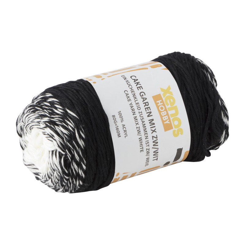 Cake garen mix - zwart/wit - 80 gram - 160 meter