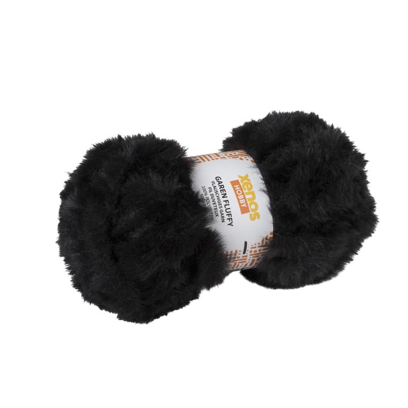 Garen fluffy - zwart - 50 gram - 30 meter