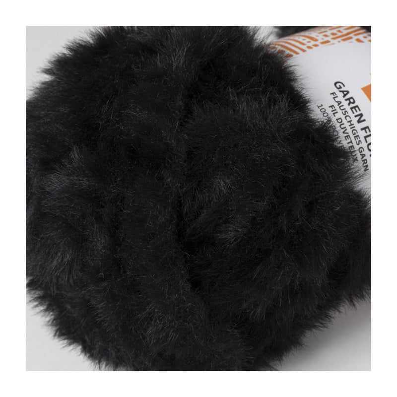 Garen fluffy - zwart - 50 gram - 30 meter
