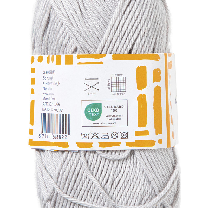 Garen katoen - lichtgrijs - 50 gram - 125 meter