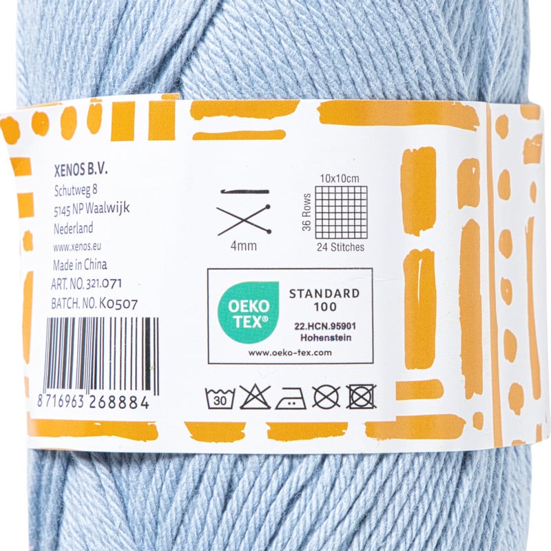 Garen katoen lichtblauw - 50 gram - 125 meter