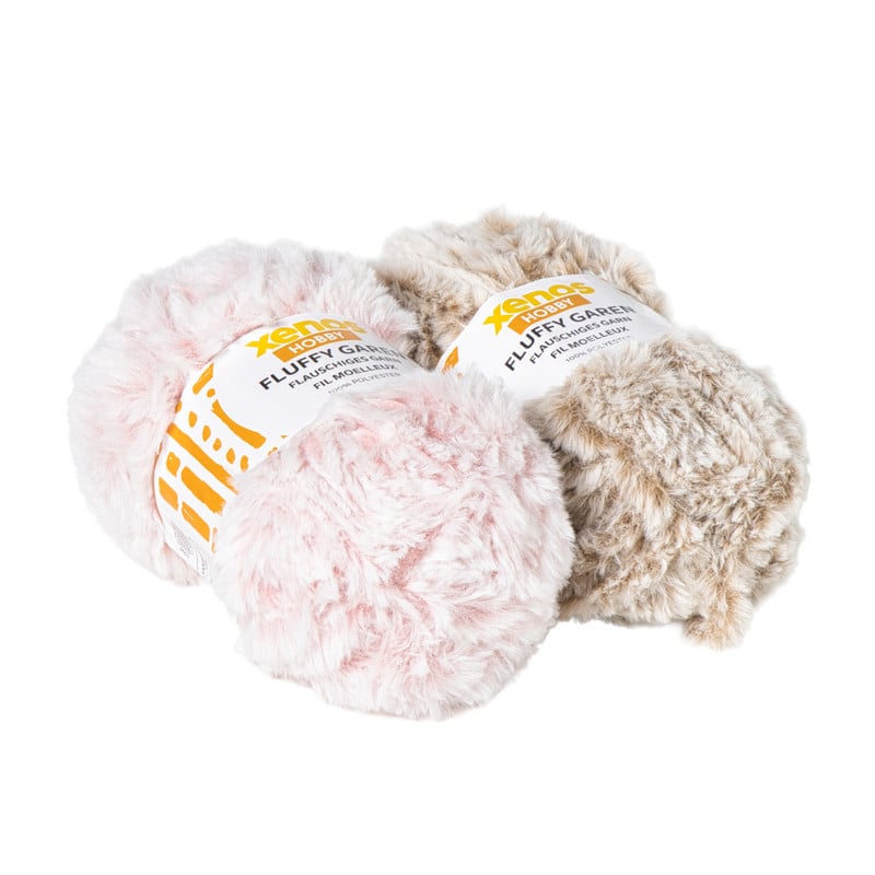 Garen fluffy - beige/roze - 100 gram - 60 meter