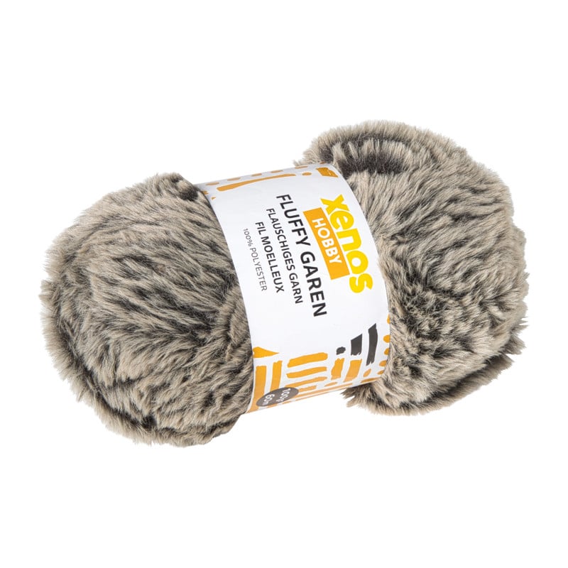 Garen fluffy - zwart/bruin - 100 gram - 60 meter