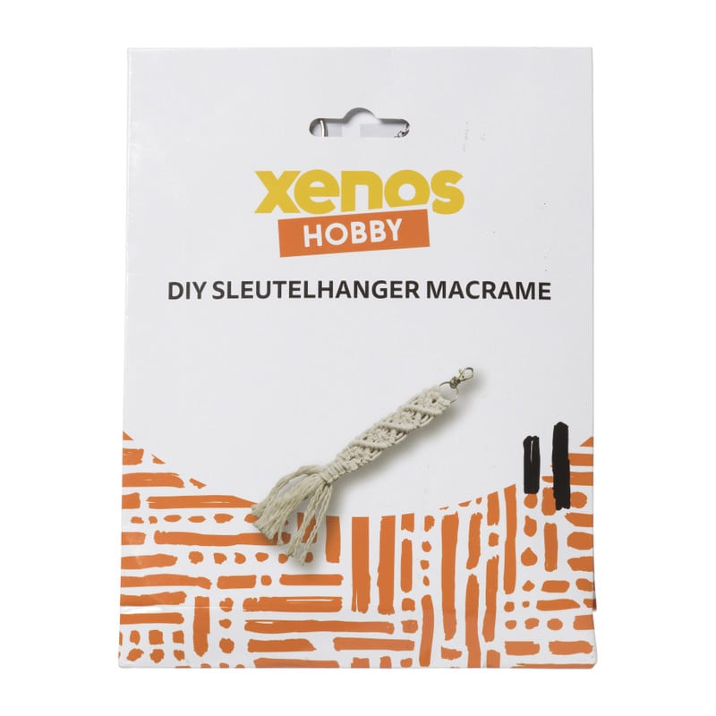 Diy macrame sleutelhanger - wit - 15x12x4 cm