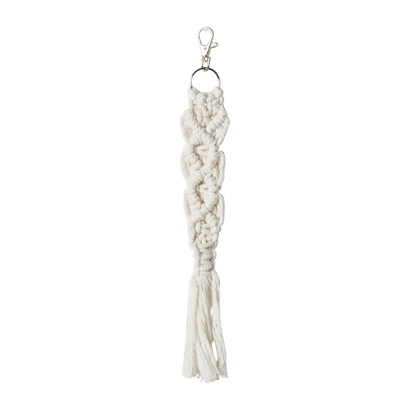 Diy macrame sleutelhanger - wit - 15x12x4 cm