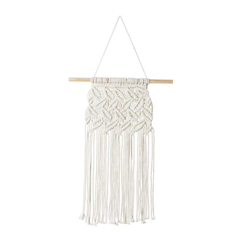 Diy macrame wandhanger - wit - 41x10x10 cm 