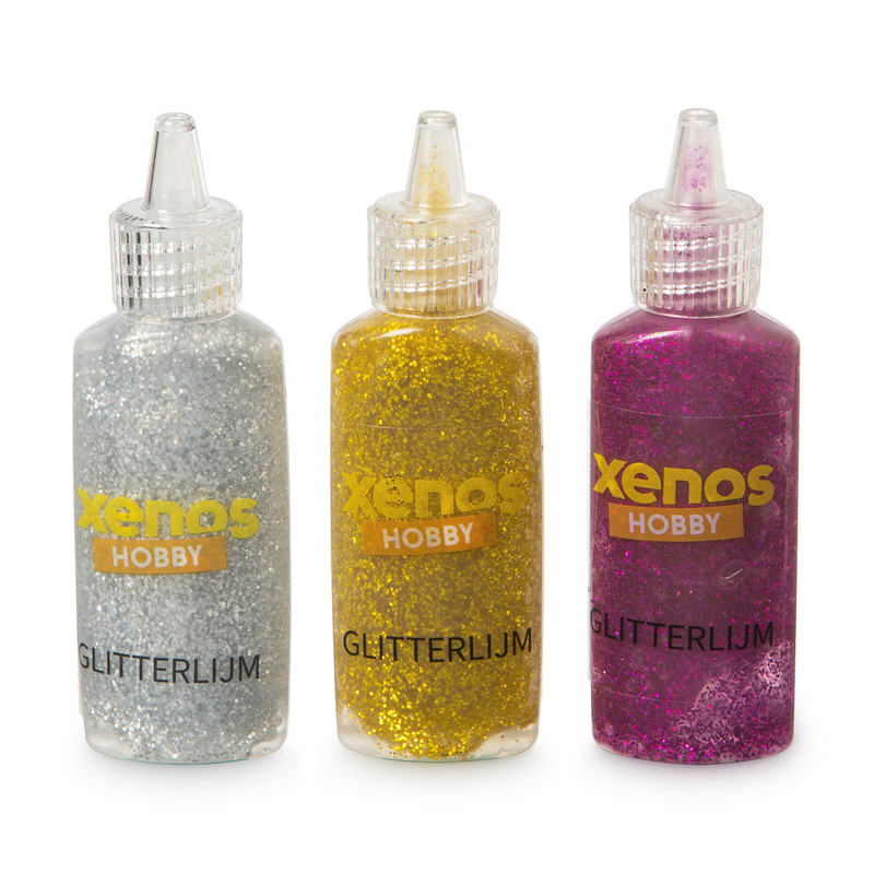Glitterlijm - 3 tubes - diverse varianten - 25 ml