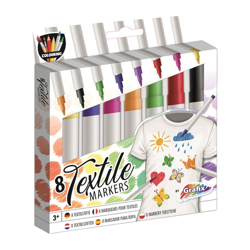Grafix textielstiften - set van 8 