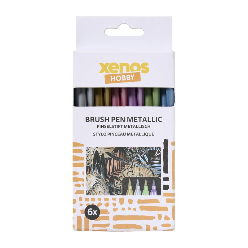 Brush pen - metallic - set van 6