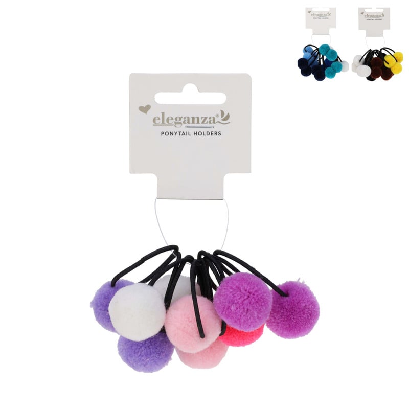 Haarelastiekjes pompoms - diverse varianten