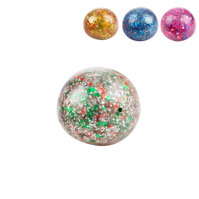Knijpbal glitter - multikleur - diverse varianten