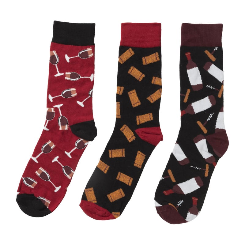 Cheers sokken wijn - one size - set van 3