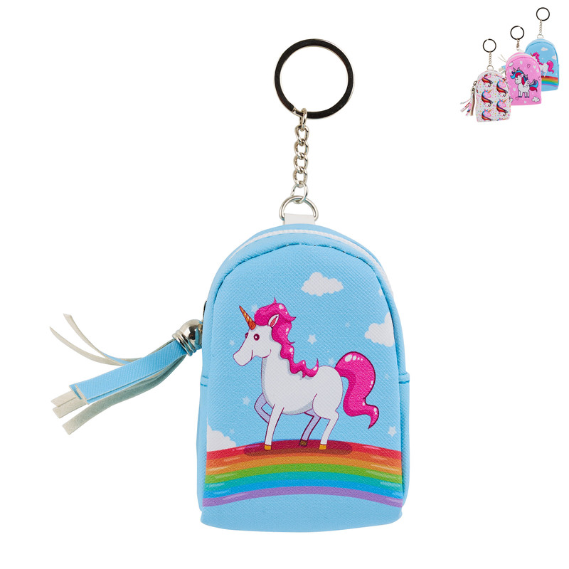 Sleutelhanger rugzakje unicorn - diverse varianten - 9x6.5x4.5 cm 