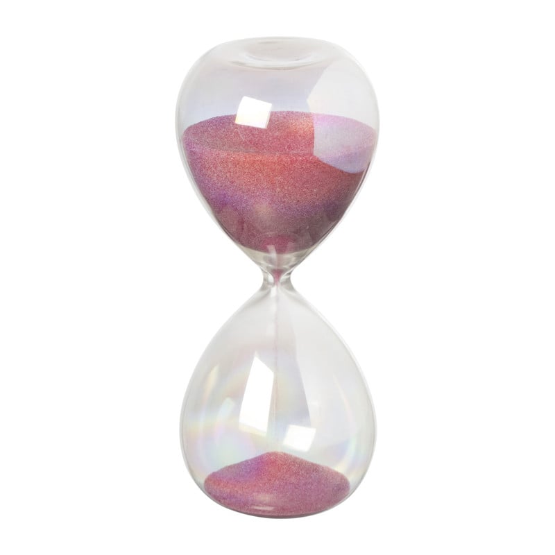 Zandloper glas - roze - ø6x15 cm