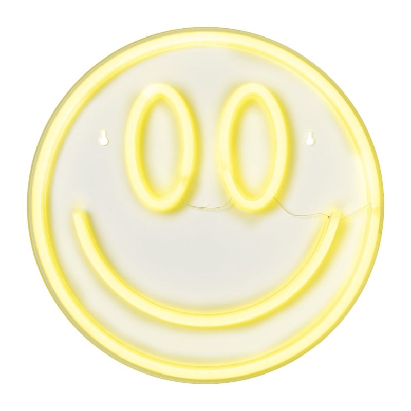 Neon LED lamp smiley - geel - ø33x2 cm