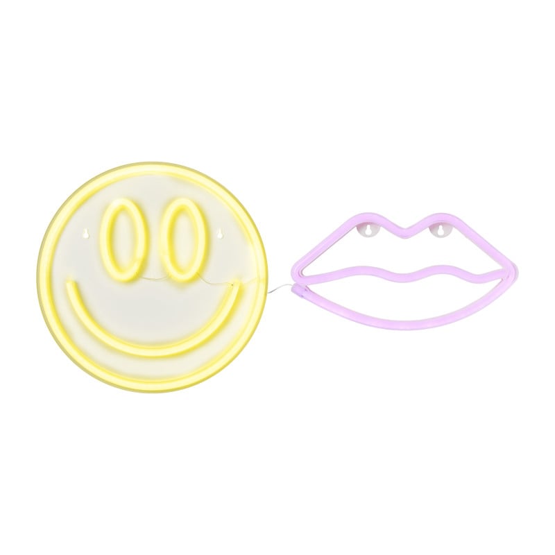 Neon LED lamp smiley - geel - ø33x2 cm