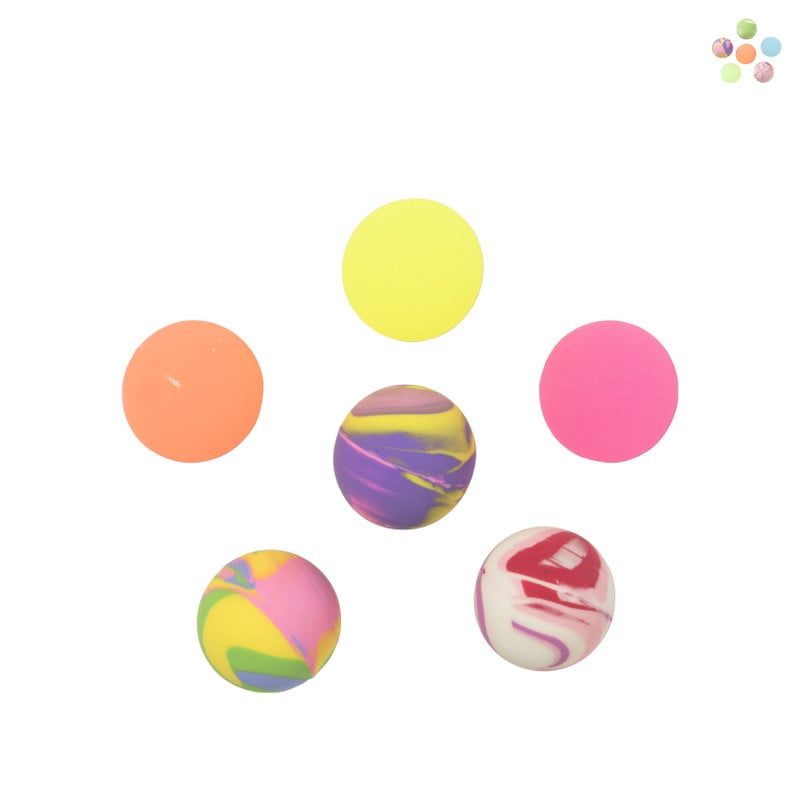 Glow in the dark stuiterbal - set van 6 - diverse varianten