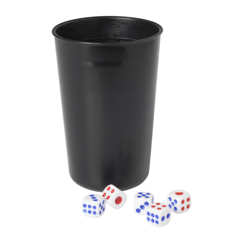 Dobbelstenen met beker - set van 6